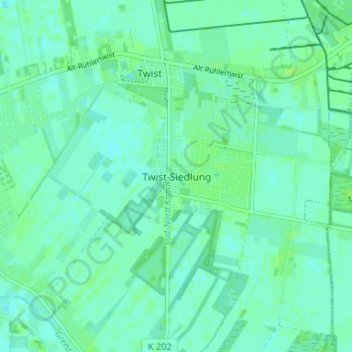 Mapa topográfico Twist-Siedlung, altitud, relieve