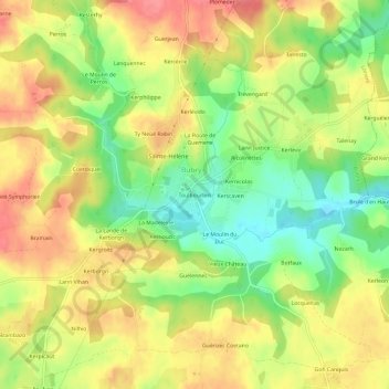 Mapa topográfico Toulbouillen, altitud, relieve
