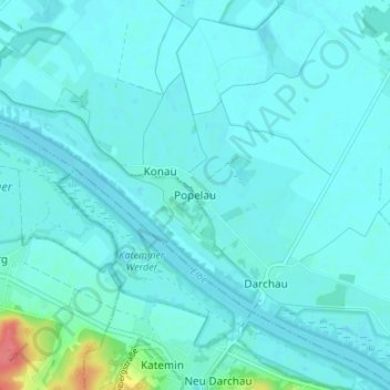 Mapa topográfico Popelau, altitud, relieve