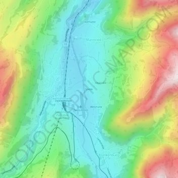 Mapa topográfico Stalde, altitud, relieve