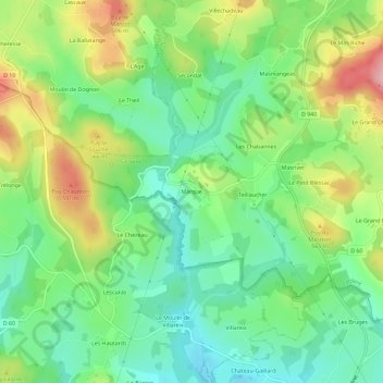 Mapa topográfico Marque, altitud, relieve