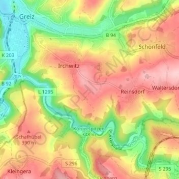 Mapa topográfico Thalbach, altitud, relieve