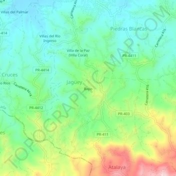 Mapa topográfico Bajío, altitud, relieve