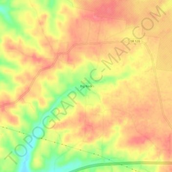 Mapa topográfico Big Rock, altitud, relieve