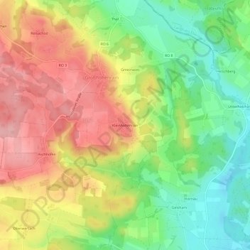 Mapa topográfico Kleinhöhenrain, altitud, relieve