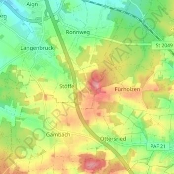 Mapa topográfico Sankt Kastl, altitud, relieve