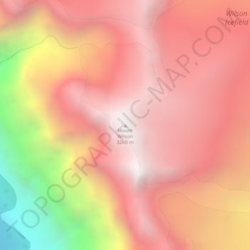 Mapa topográfico Mount Wilson, altitud, relieve