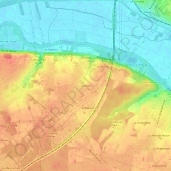 Mapa topográfico Coesnon, altitud, relieve