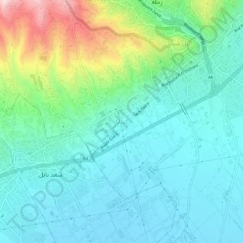 Mapa topográfico Ksara, altitud, relieve