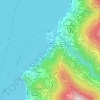 Mapa topográfico Rivalba, altitud, relieve