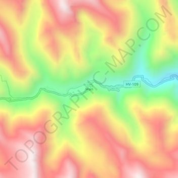 Mapa topográfico Wari, altitud, relieve