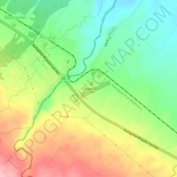 Mapa topográfico Codela, altitud, relieve
