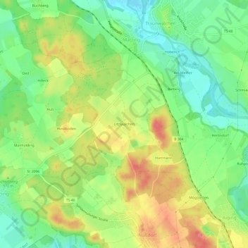 Mapa topográfico Litzlwalchen, altitud, relieve