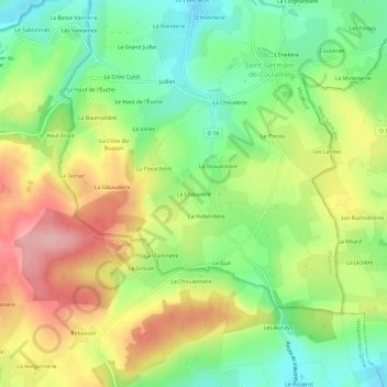 Mapa topográfico La Chauvière, altitud, relieve