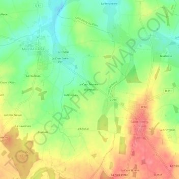 Mapa topográfico Villarmais, altitud, relieve