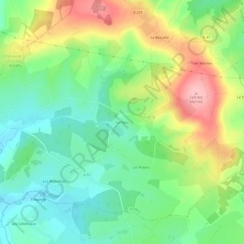 Mapa topográfico Le Pâtis, altitud, relieve
