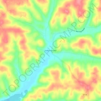 Mapa topográfico Indian Mound, altitud, relieve