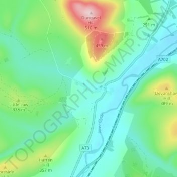Mapa topográfico Roberton, altitud, relieve