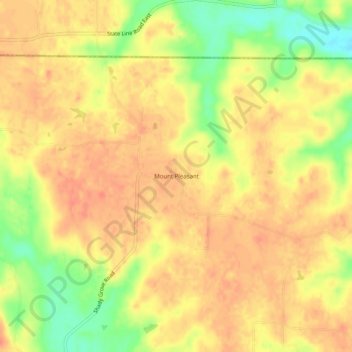Mapa topográfico Mount Pleasant, altitud, relieve
