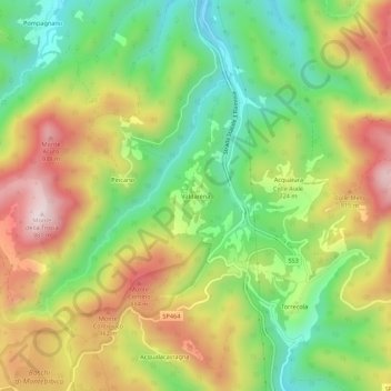Mapa topográfico Valdarena, altitud, relieve