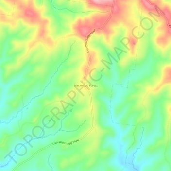 Mapa topográfico Blackwood Forest, altitud, relieve