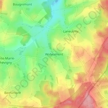 Mapa topográfico Wideumont, altitud, relieve