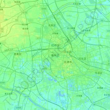 Mapa topográfico Nankai, altitud, relieve