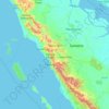 Mapa topográfico West Sumatra, altitud, relieve