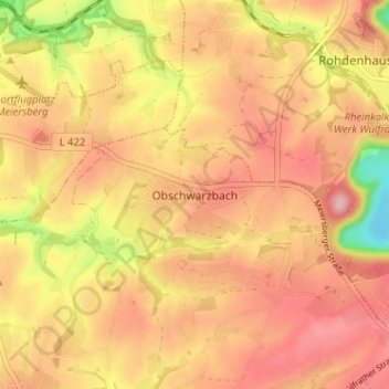Mapa topográfico Obschwarzbach, altitud, relieve