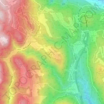 Mapa topográfico Nocco, altitud, relieve