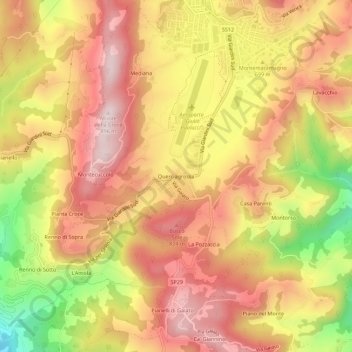 Mapa topográfico Querciagrossa, altitud, relieve