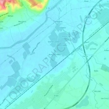 Mapa topográfico Bringues-Nord, altitud, relieve