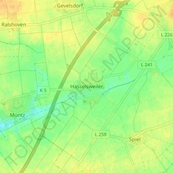 Mapa topográfico Hasselsweiler, altitud, relieve