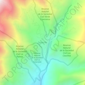 Mapa topográfico Tenerife, altitud, relieve