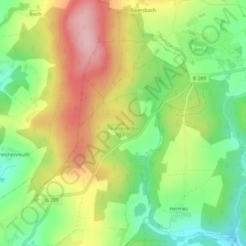 Mapa topográfico Peterleinstein, altitud, relieve