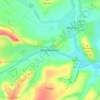 Mapa topográfico Beckhampton, altitud, relieve