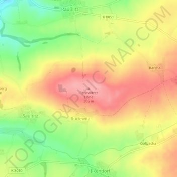 Mapa topográfico Radewitzer Höhe, altitud, relieve