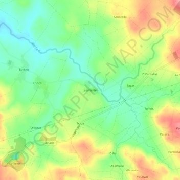 Mapa topográfico Boimente, altitud, relieve