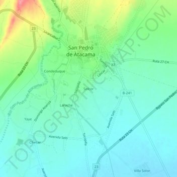 Mapa topográfico Solcor, altitud, relieve
