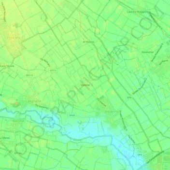 Mapa topográfico Vivente, altitud, relieve