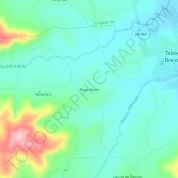 Mapa topográfico Brejo Novo, altitud, relieve
