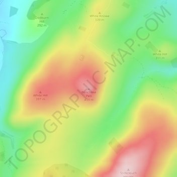 Mapa topográfico Penchrise Pen, altitud, relieve
