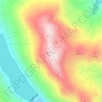 Mapa topográfico Ben Vorlich, altitud, relieve