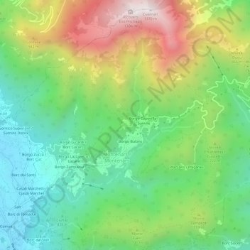 Mapa topográfico Borgo Jouf / Jôf, altitud, relieve