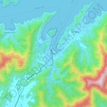 Mapa topográfico Picton, altitud, relieve