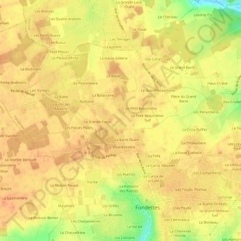 Mapa topográfico La Brosse, altitud, relieve