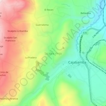 Mapa topográfico Sicalpa Viejo, altitud, relieve