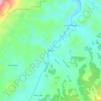 Mapa topográfico Eureka, altitud, relieve