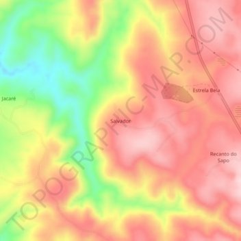 Mapa topográfico Salvador, altitud, relieve