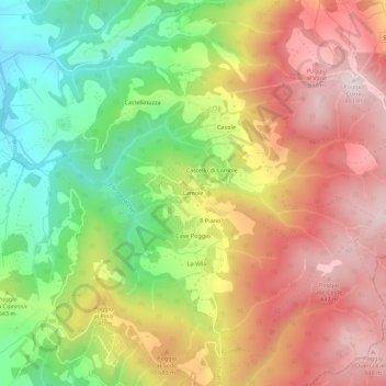 Mapa topográfico Lamole, altitud, relieve